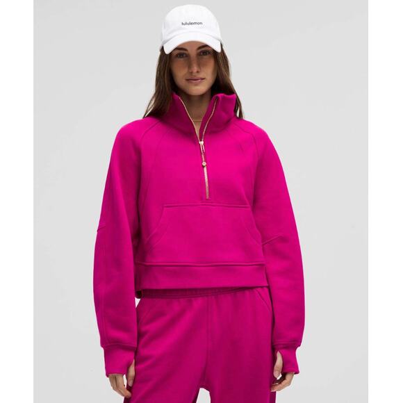 Lululemon Scuba Oversized Funnel-Neck Half Zip Rip Raspberry / Gold Zipper XS/S - Picture 1 of 3